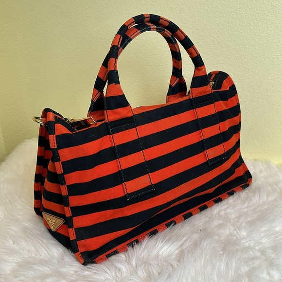 💯Authentic PRADA Canapa Striped Tote Arancio🍀 - Picture 15 of 15